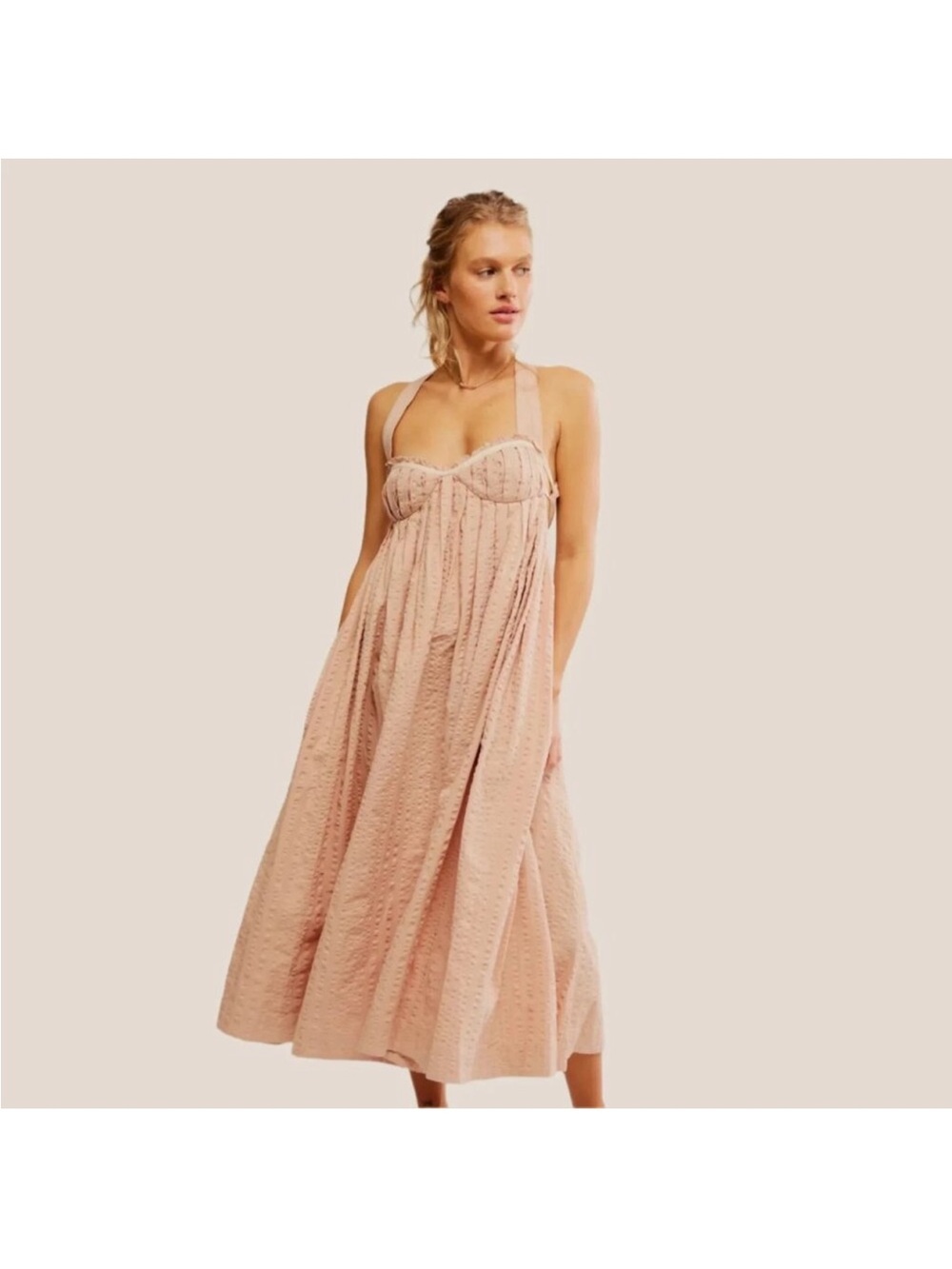 Free People Poppy Blush Pink Halter Dress